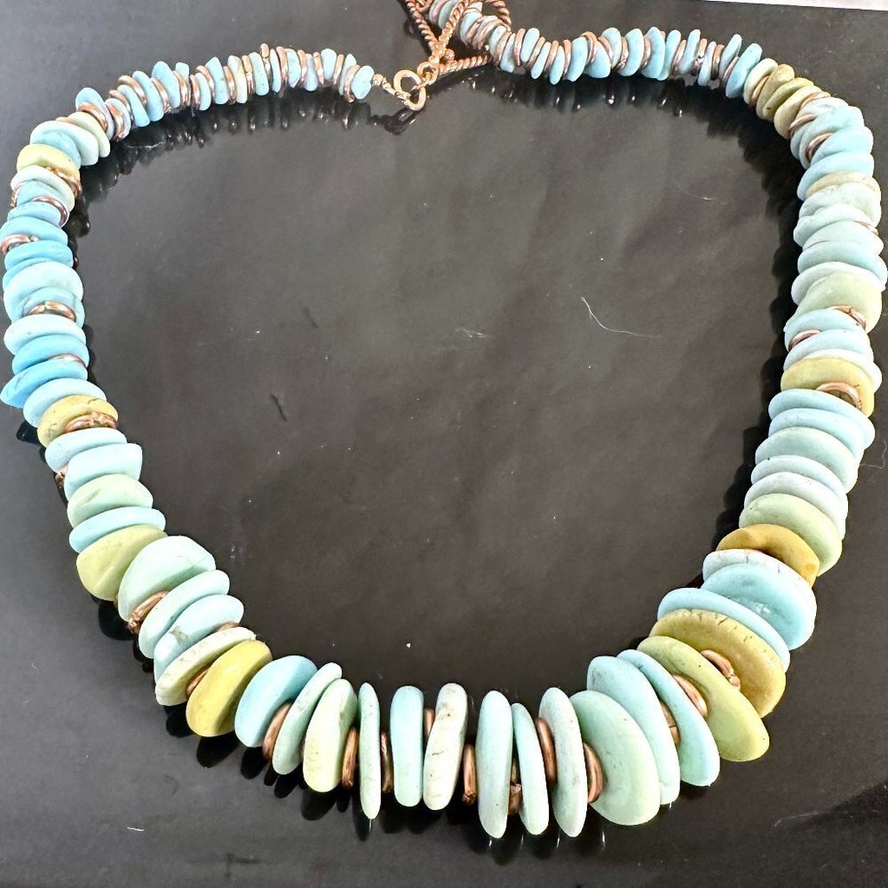 Imperial Jasper Handmade Beaded Necklace Gift NWT Copper Ethnic Tribal Beach